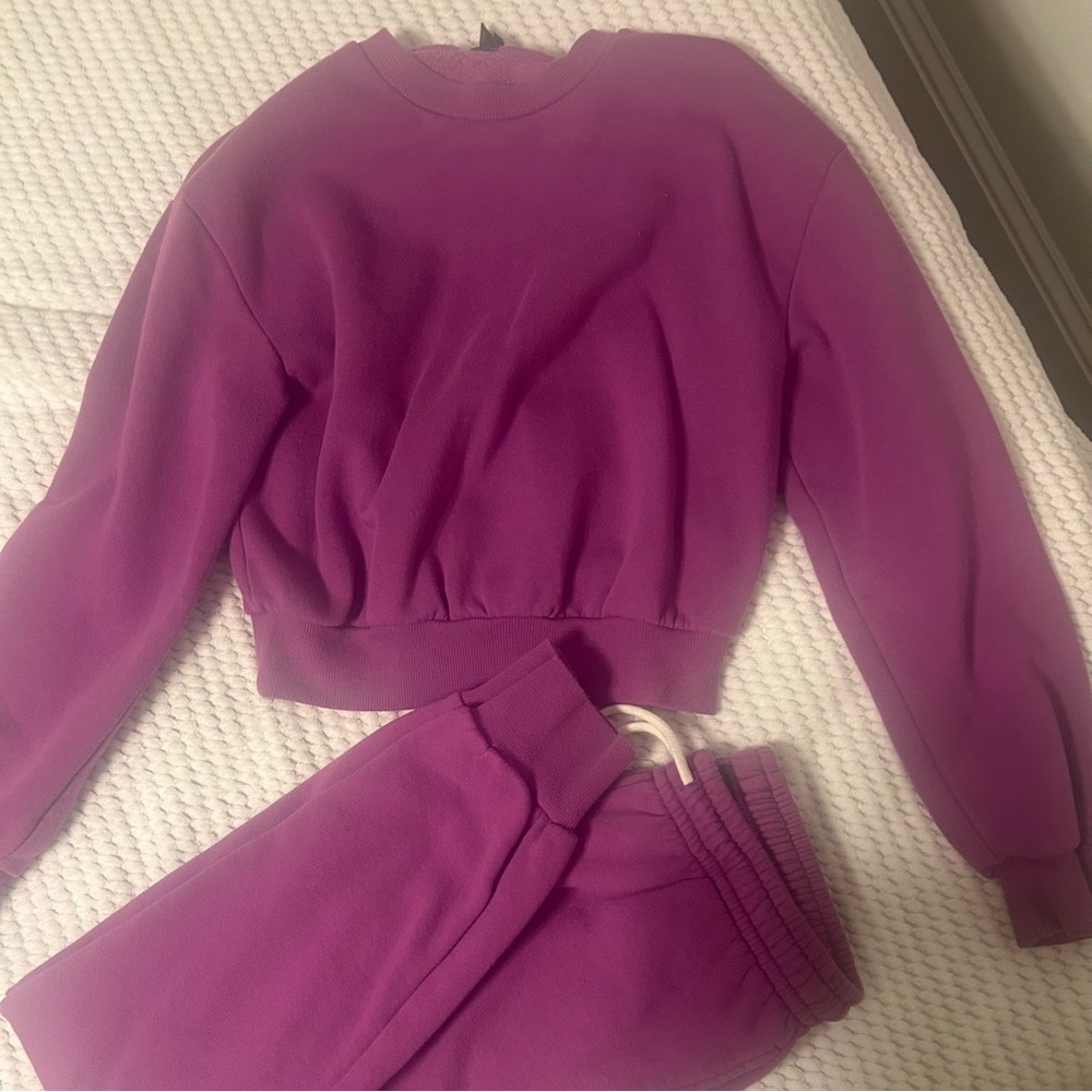 Wild Fable Vibrant Purple Sweatpants with Matching Crop Top Sweater